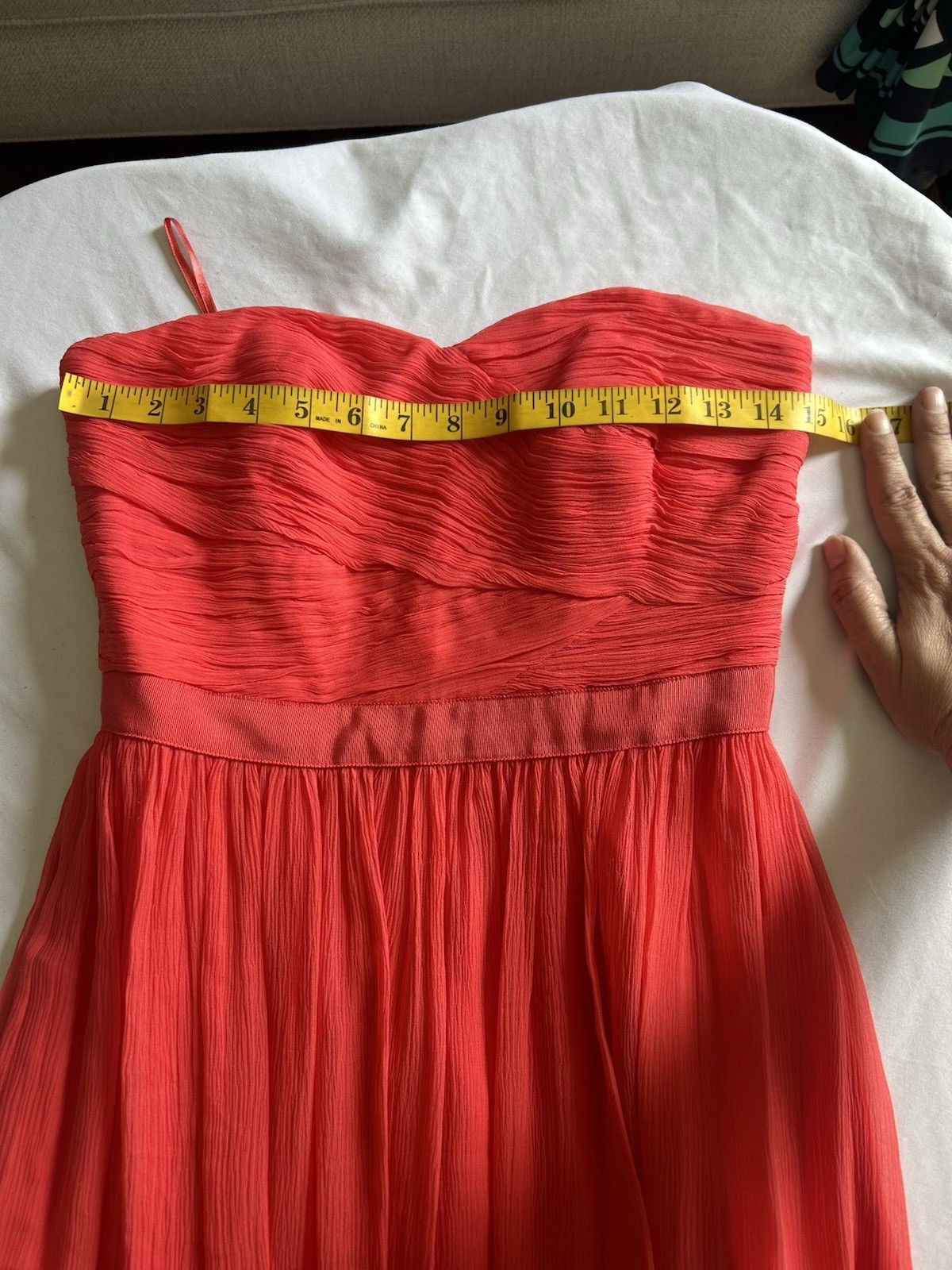 Boden Silk Ruched Strapless Bodice Maxi Formal Dress Womens Size 6 Orange Bold