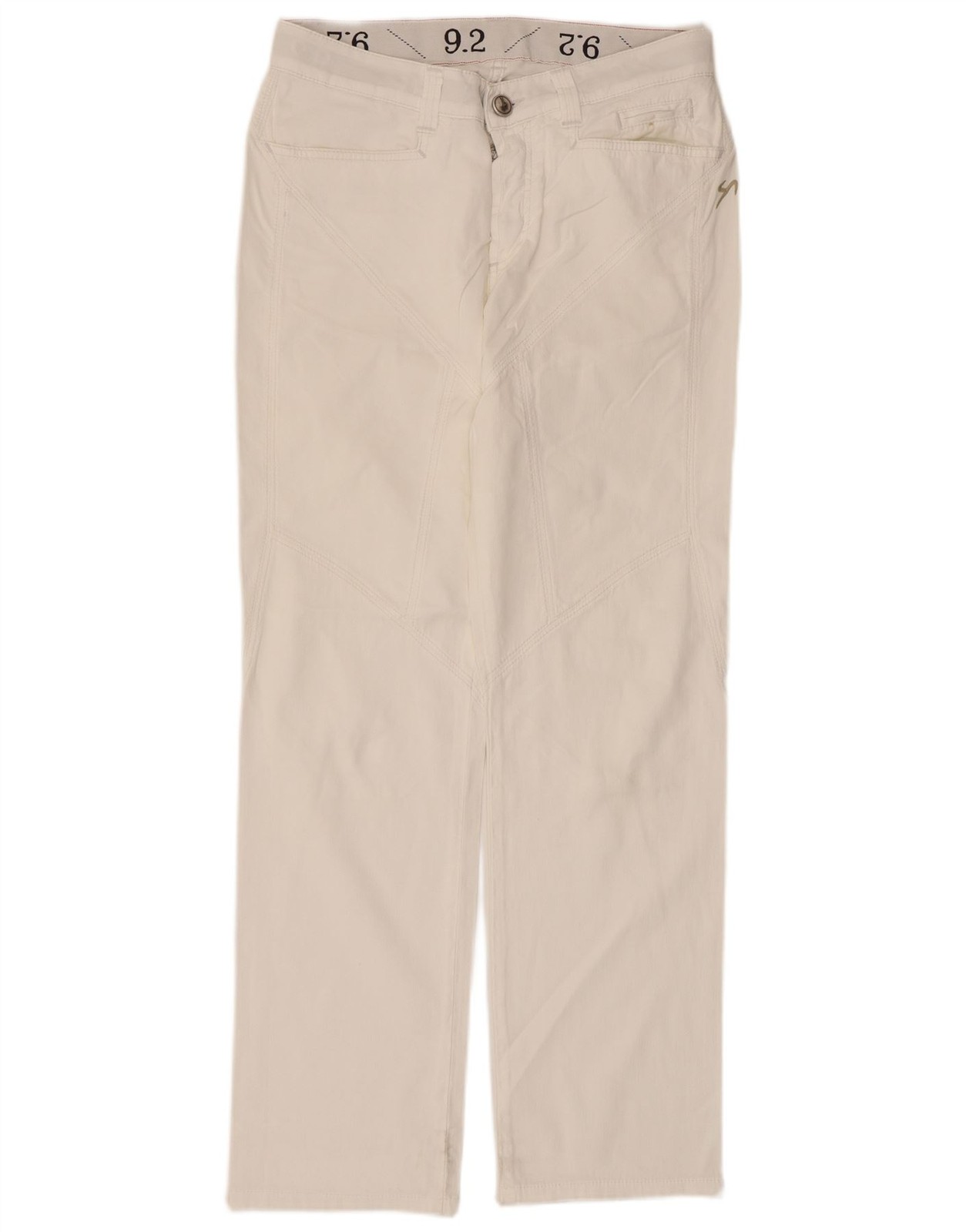 9.2 by Carlo Chionna Womens Straight Corduroy Trousers W32 L30 White Cotton AT18