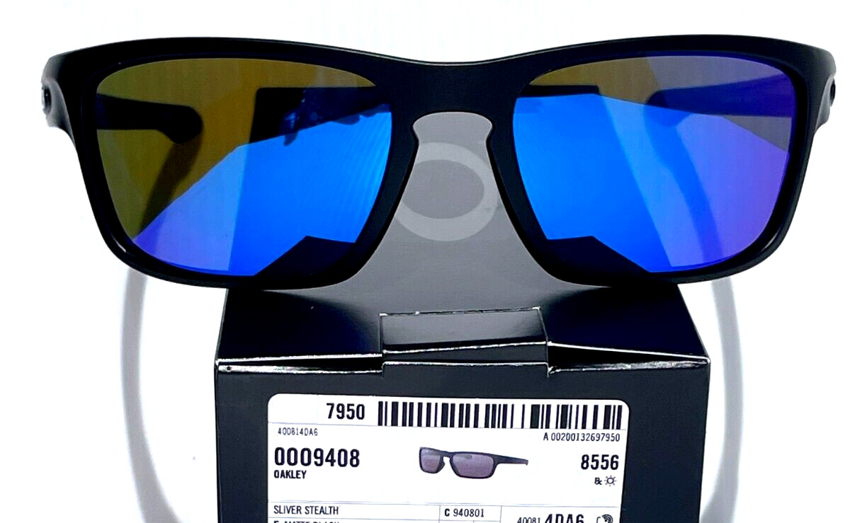 NEW Oakley SLIVER STEALTH Matte Black POLARIZED Galaxy Blue Sunglass Lens 9408