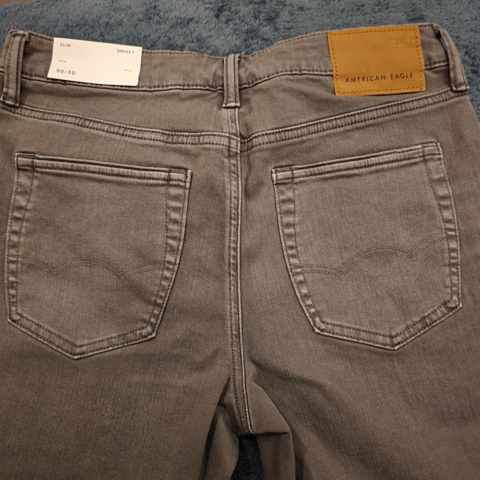 American Eagle Airflex+ Slim Jeans Mens 30×30 Grey Brown Stretch 012-0520-4127