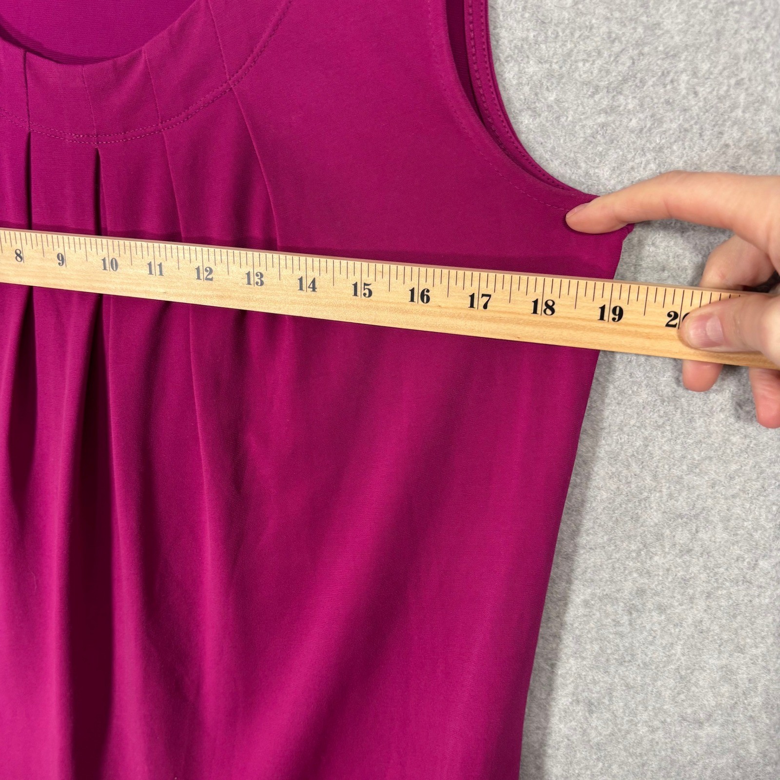 Evan Picone Pleated Liquid Knit Top Medium Magenta Pink Slinky Career Cami Suit