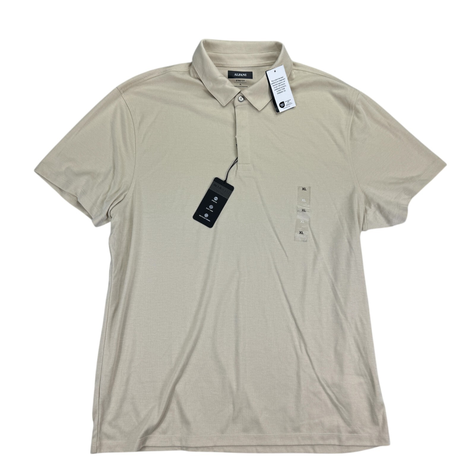 Alfani Mens AlfaTech Stretch Solid Polo Shirt Rice Brown XL