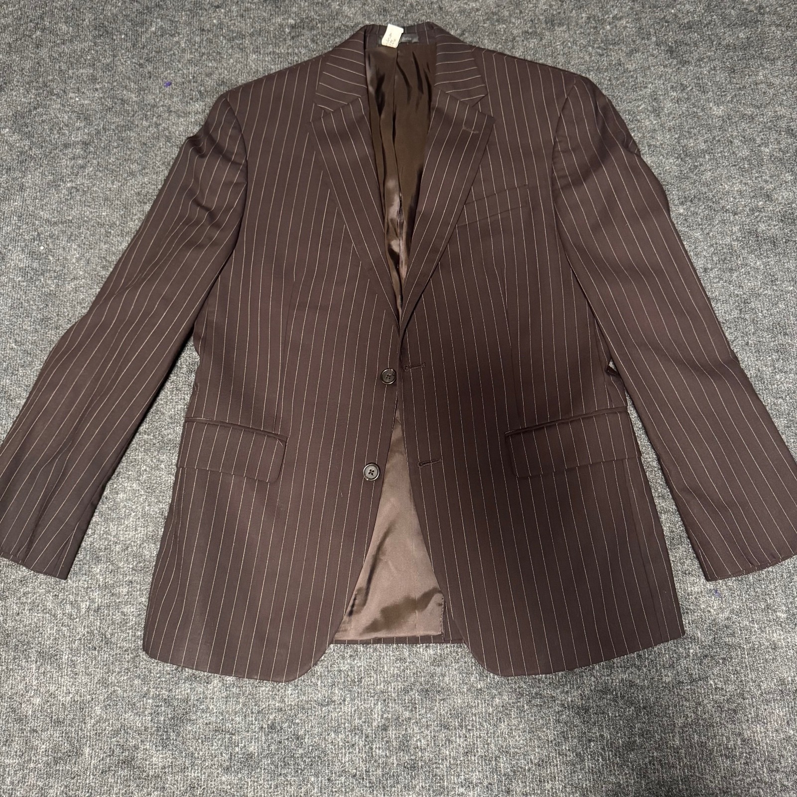 Lauren Ralph Lauren Men’s 38S Brown Pinstripe 100% Wool Suit Jacket Blazer