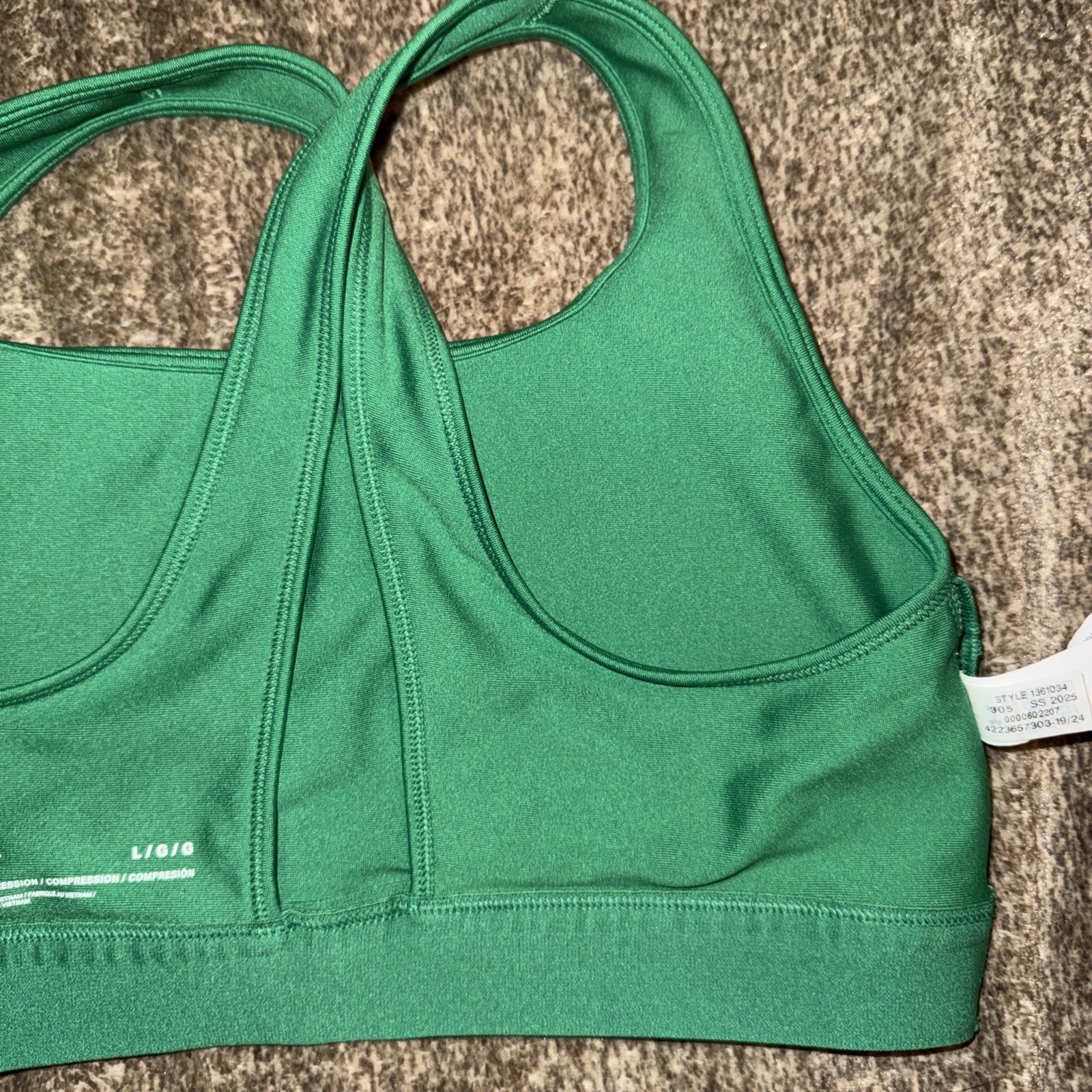 Pre Owned Green White Under Armour Compression Crossback Sports Bra Large L