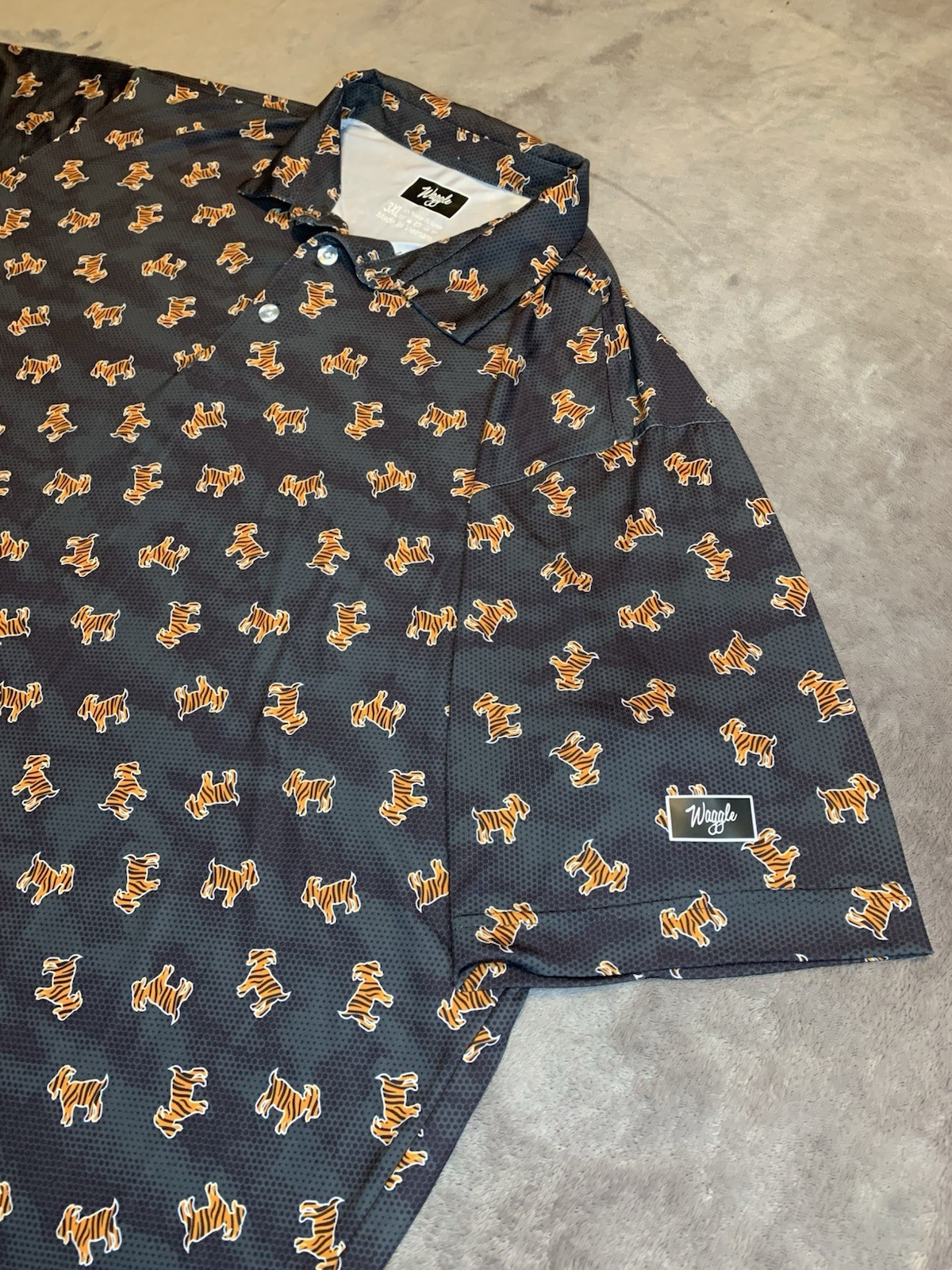 Waggle Polo Shirt Mens 3XL Black Golf Tiger Goat Performance Stretch XXXL