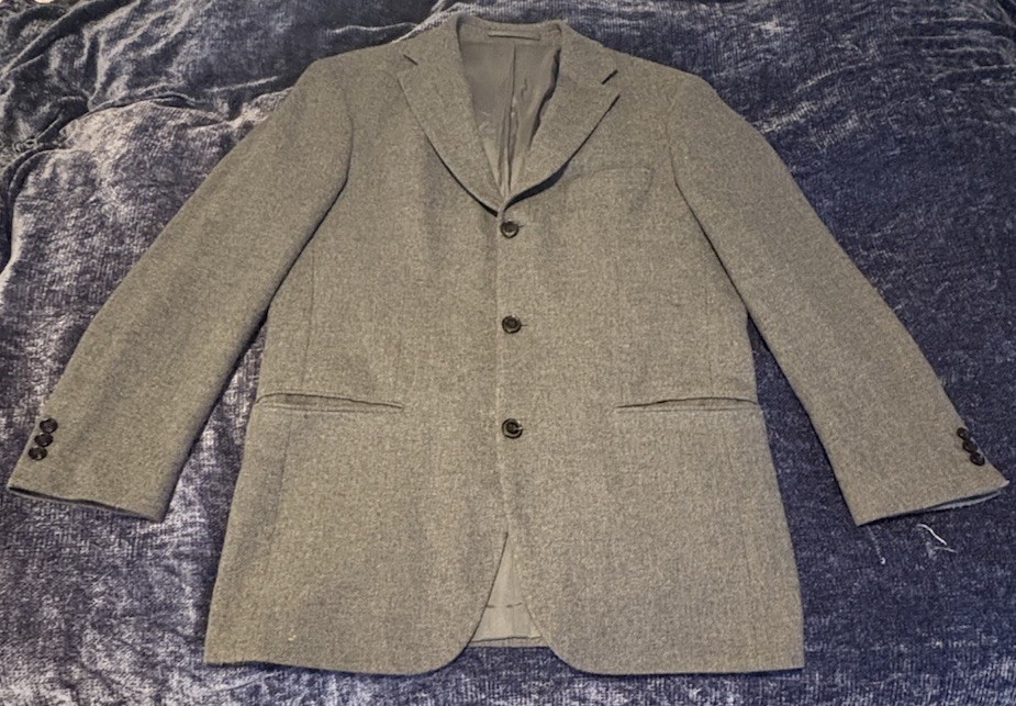 HUGO BOSS GREY Textured Blazer Sport Coat Men’s 3 Button Wool Blend Jacket 44R