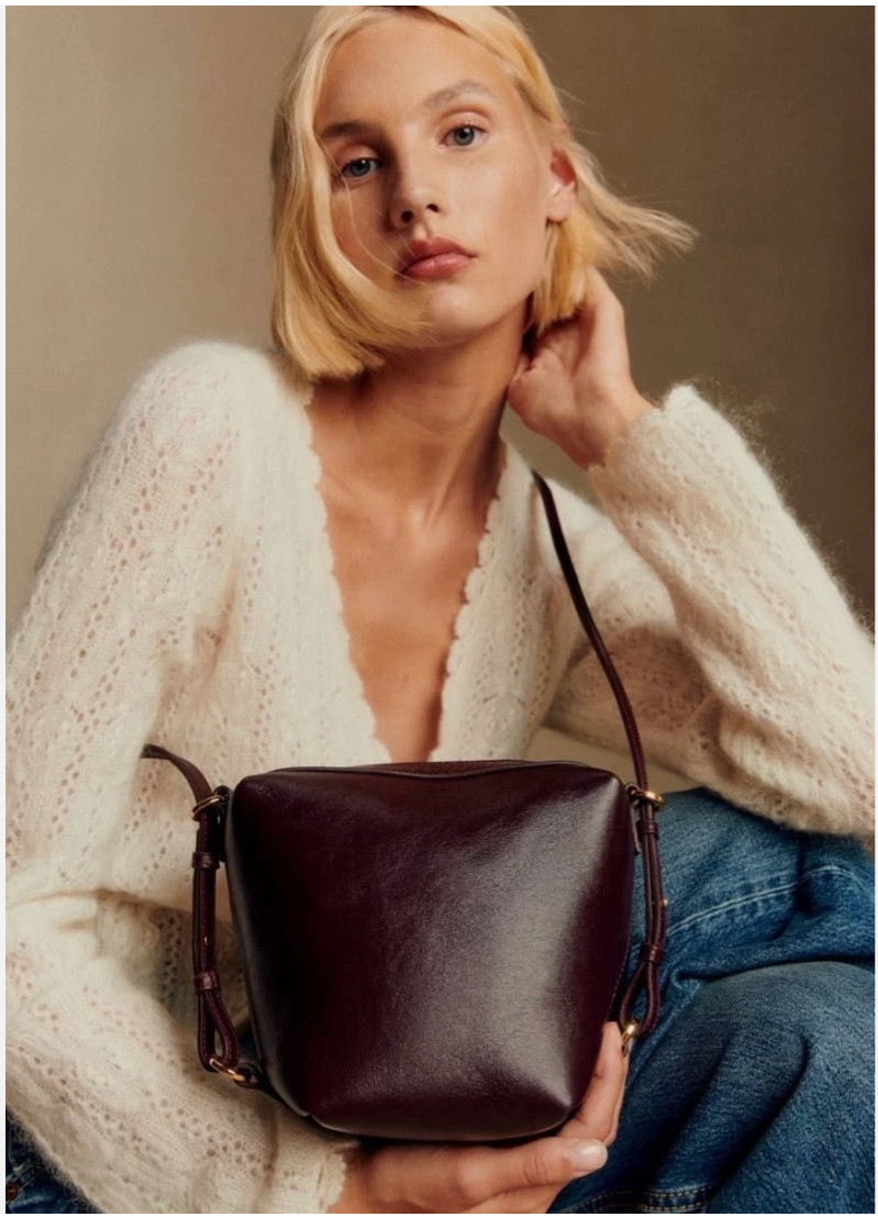 SEZANE Lou Crossbody Handbag Purse Vintage Burgundy Leather