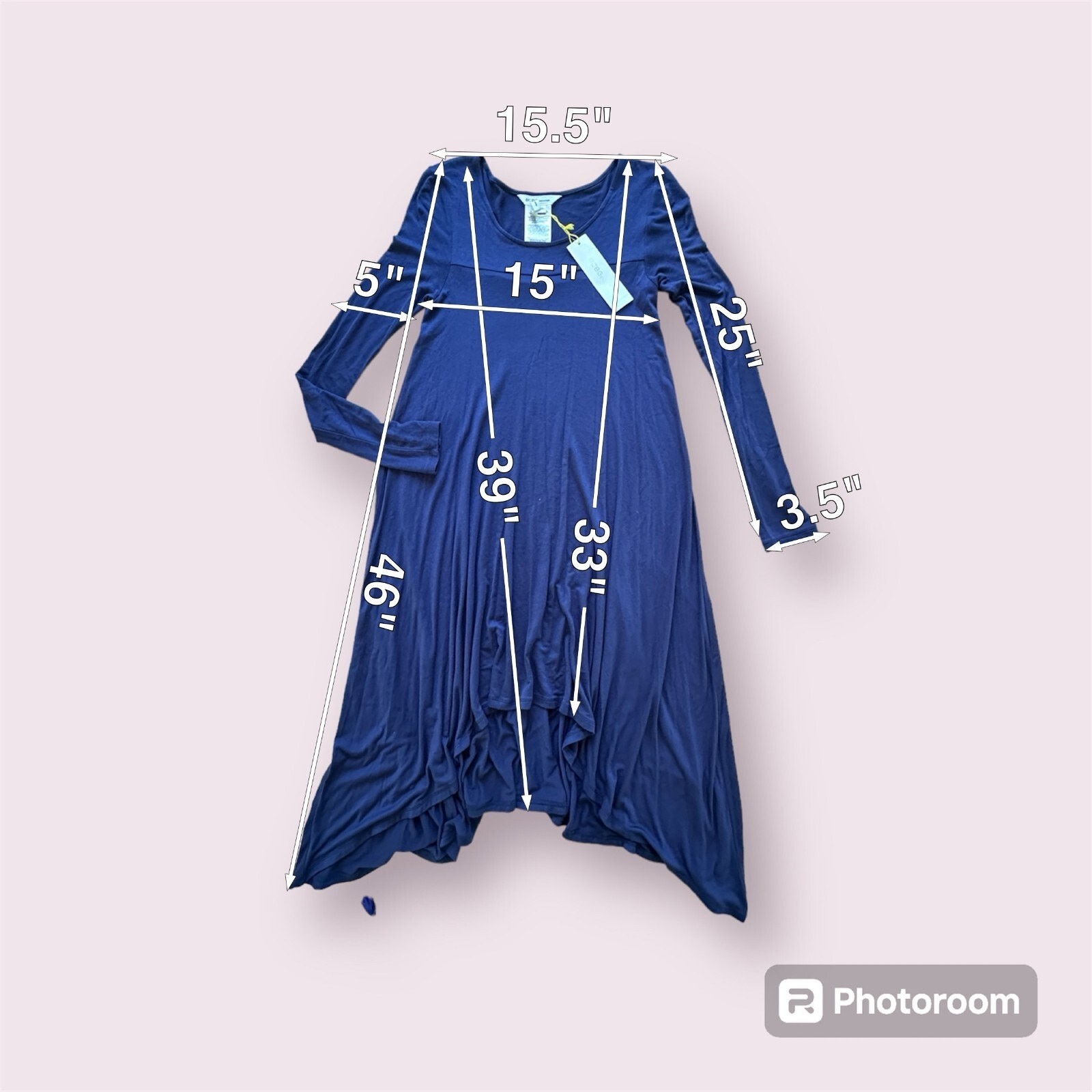BCBGeneration Deep Blue Long Asymmetrical Dress Size XXS -New