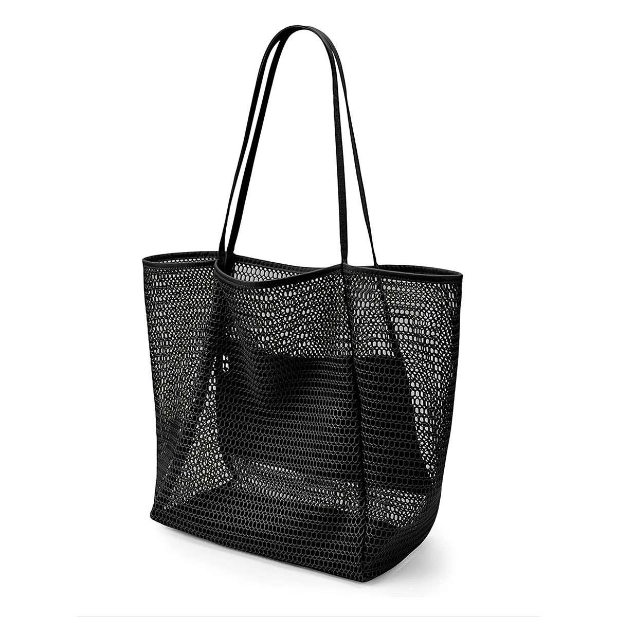 Summer Mesh Tote Bag, Lightweight Shoulder Bag for Beach Travel Pool & Gym