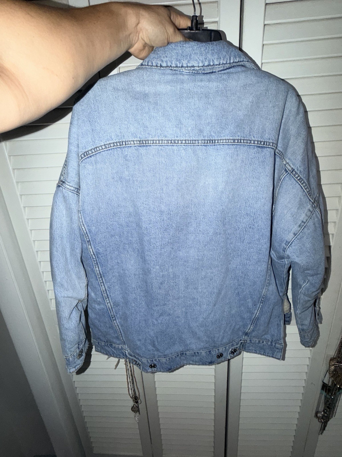 Zara Cotton Fleece And Denim Linen Jacket Small