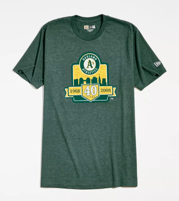 New Era Oakland Athletics 40 Year MLB T-Shirt Tee Green Men’s Size LARGE