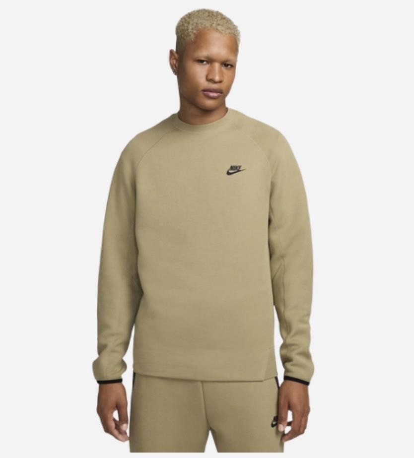 NEW $115 NIKE TECH FLEECE CREW NECK SWEATSHIRT NEUTRAL OLIVE FB7916-276 X-SMALL