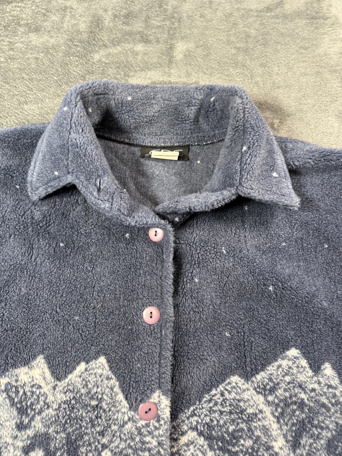 Vintage CDS Sweater Womens Medium Fleece Mountain Forest All Over Made USA 90s