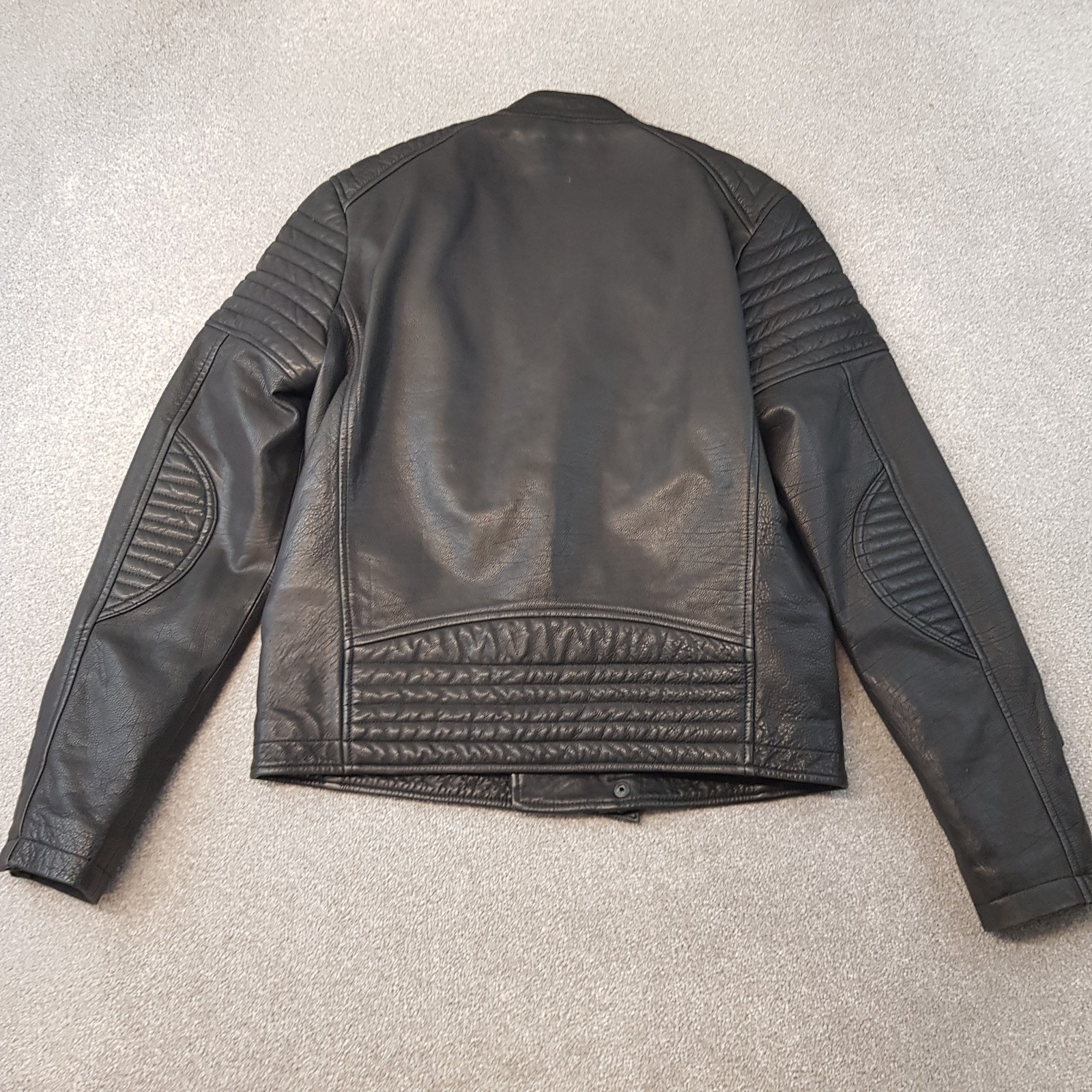Superdry Jacket XL Black Leather Endurance Circuit Racer Motorcycle Cafe FITTED
