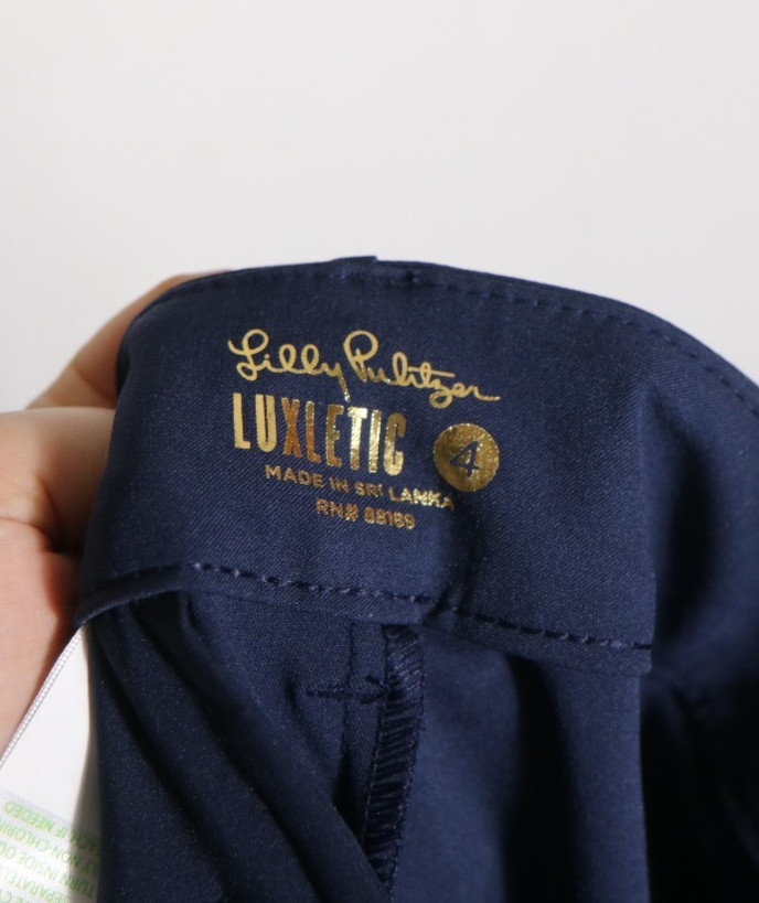 Lilly Pulitzer Luxletic Cameron 28″ Pants Womens 4 Navy UPF 50 Stretch Skinny