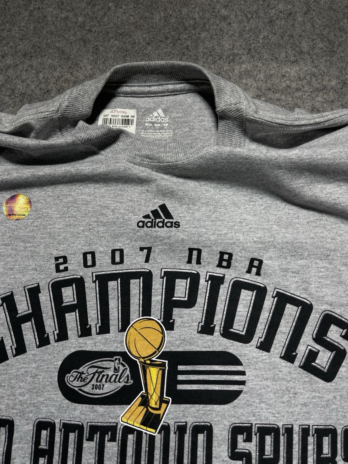 NEW San Antonio SPURS NBA FINALS Champions locker Room Lg Adidas Gray 2007 Shirt