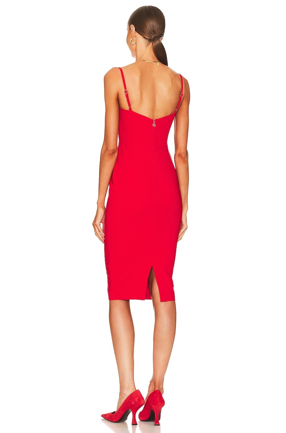 NWT $219 NOOKIE “Allure” Sleeveless Midi Pencil dress – Cherry Red – Medium M