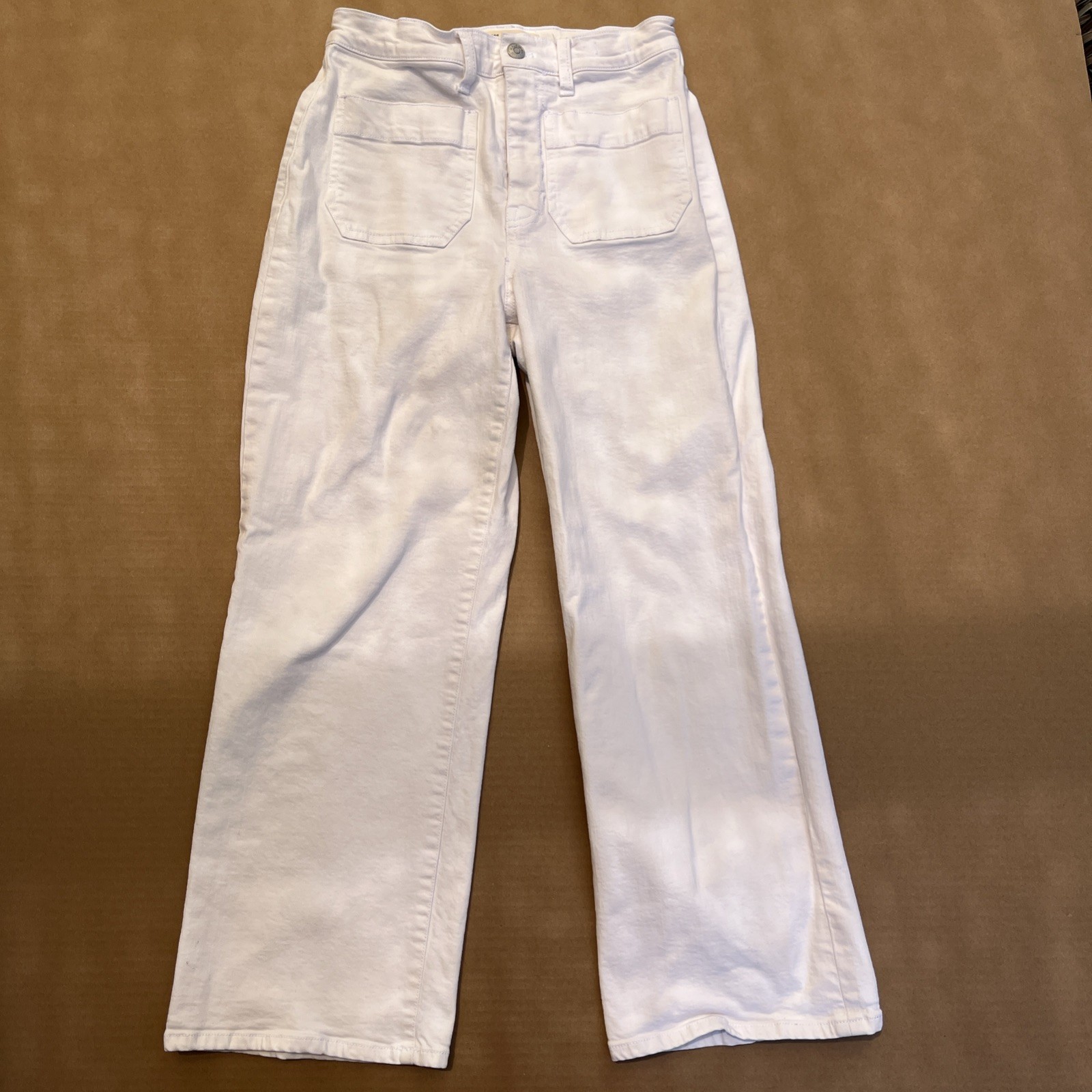 Madewell Slim Wide-Leg Crop Pants White Size 27 Button Closure Zipper Fly