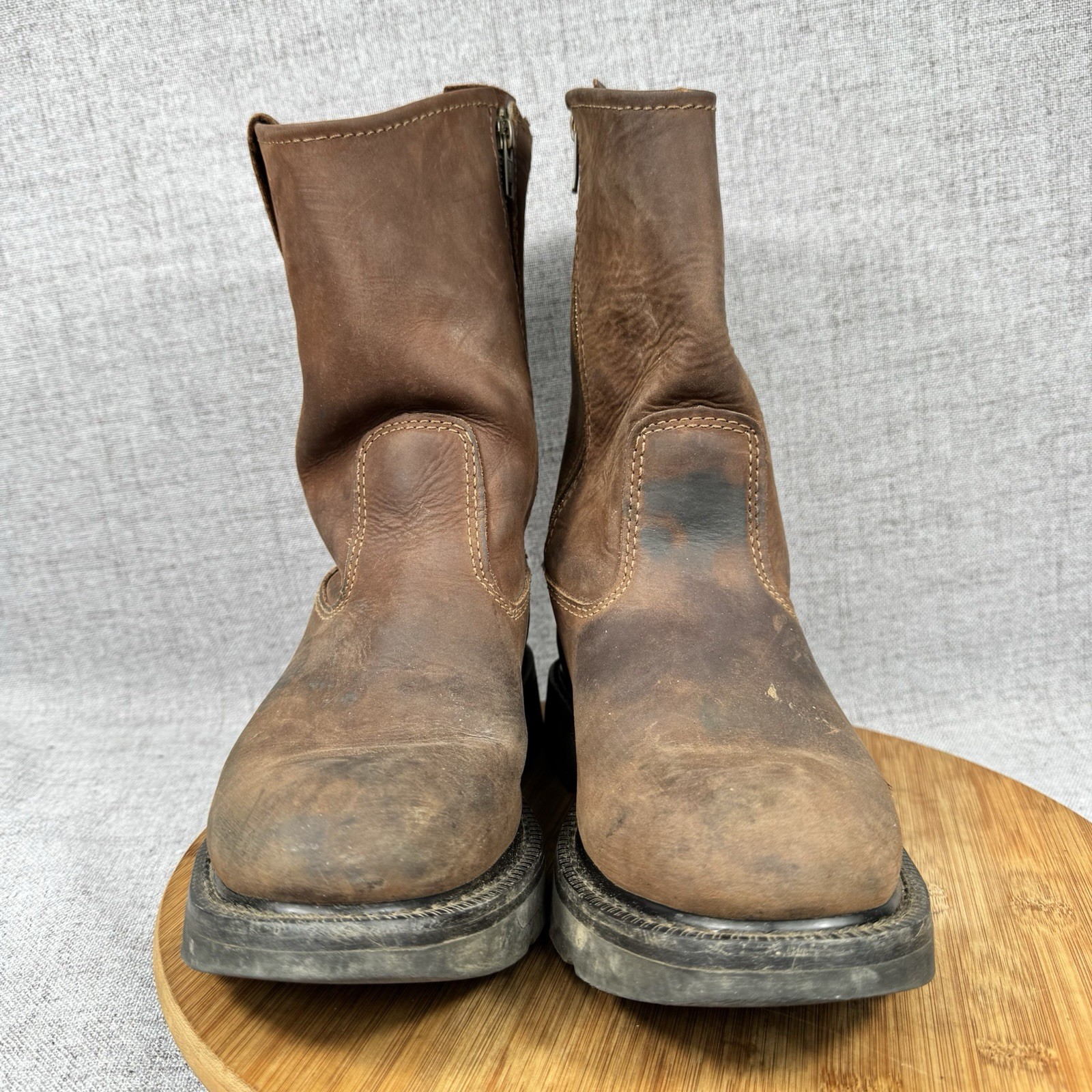 Wolverine Wellington Boots Mens 8 M Pull On Brown Leather Work Soft Toe W04727