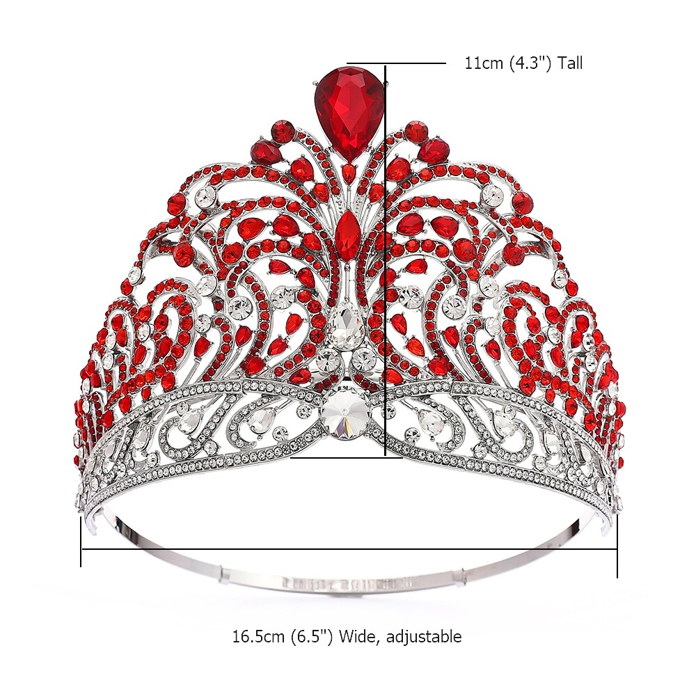 11cm Tall Crystal Tiara Crown Wedding Queen Princess Prom Adjustable 13 Colors