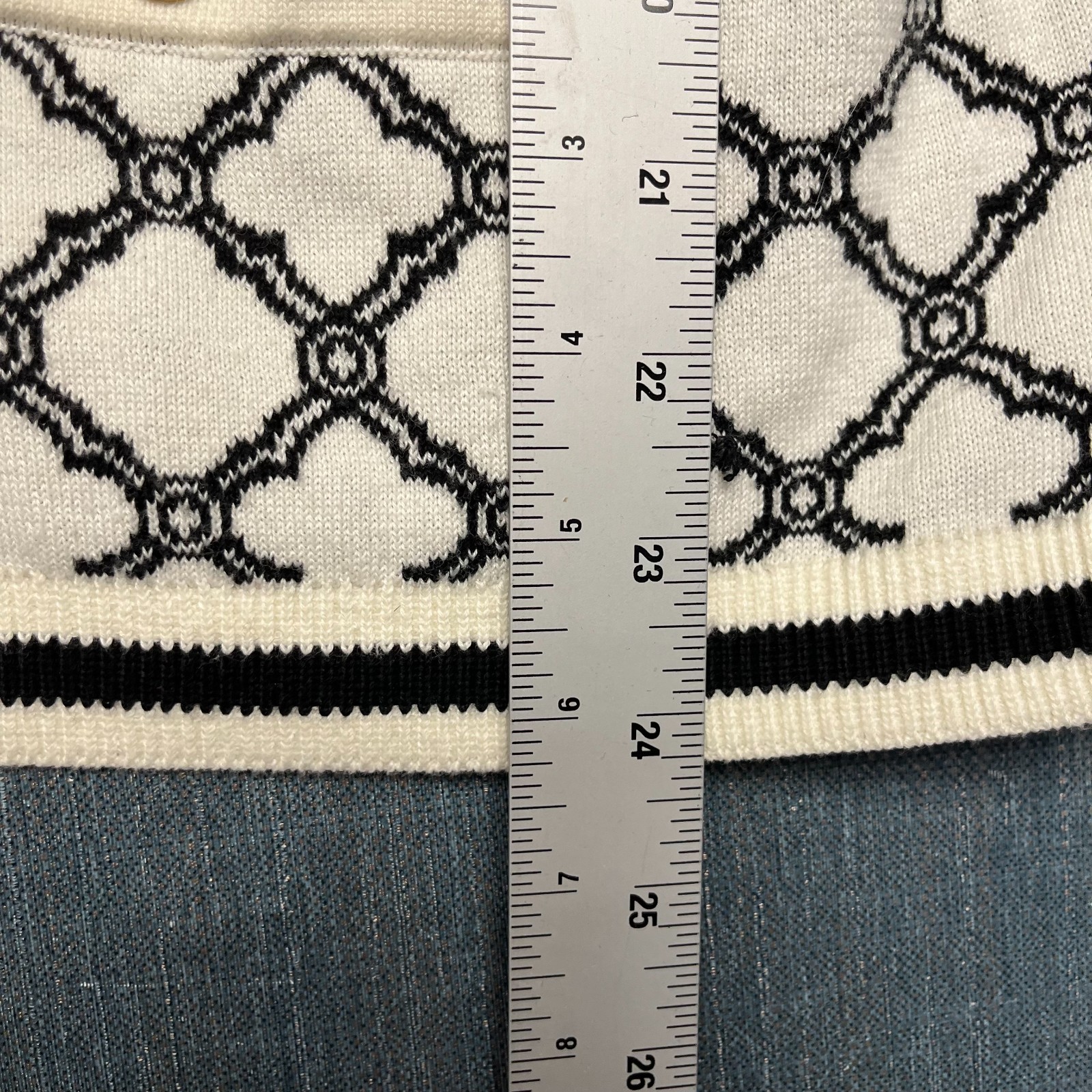Talbots Plus Women’s Cardigan Tank Set Size 1X White Black Gold Button Sweater