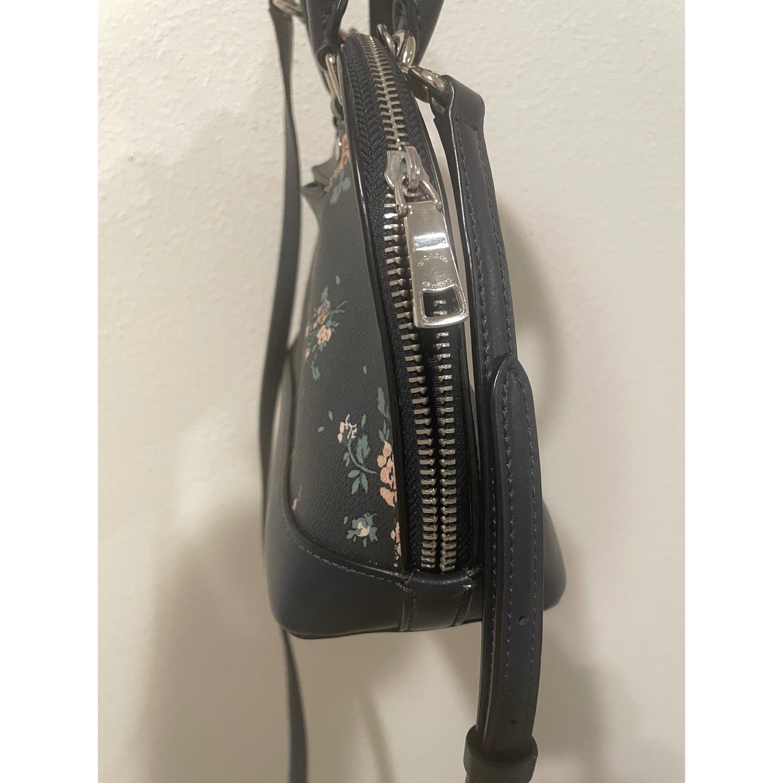 Coach Mini Sierra Satchel Midnight Navy Prairie Floral Crossgrain