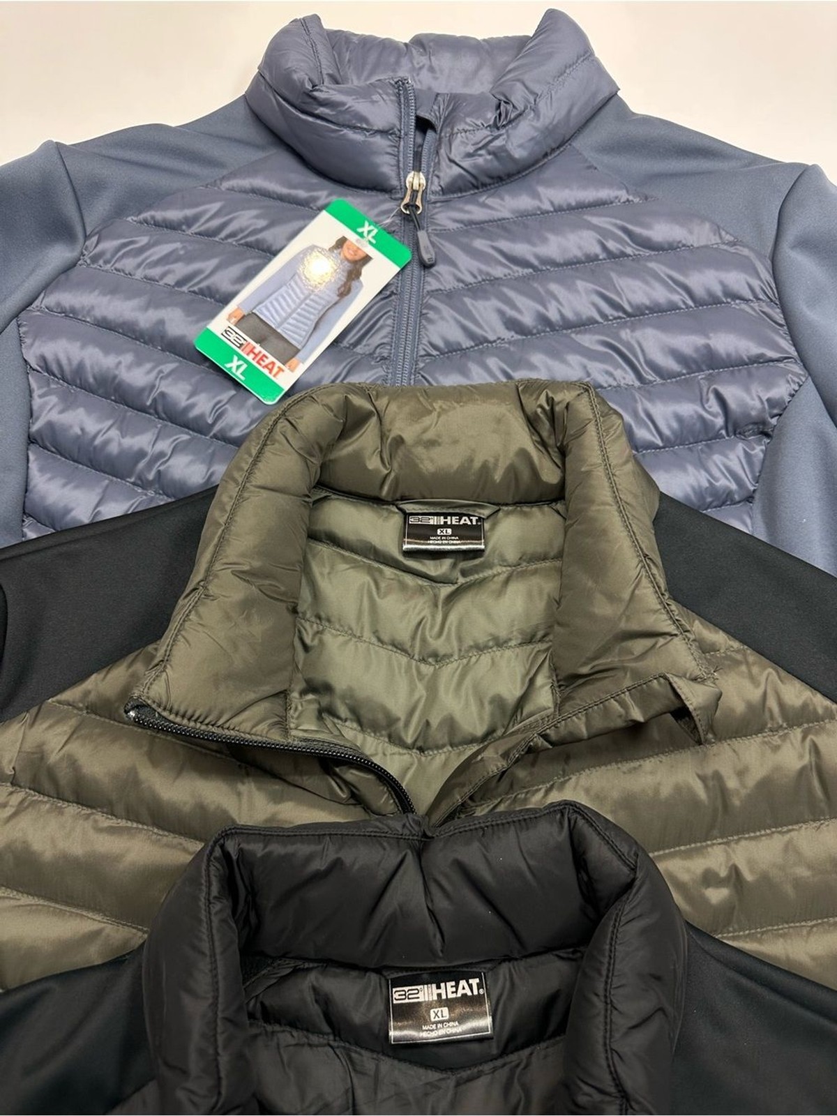 32 Degrees Women’s Softshell Quilted Hybrid Puffer 3-Piece Jacket Bundle XL