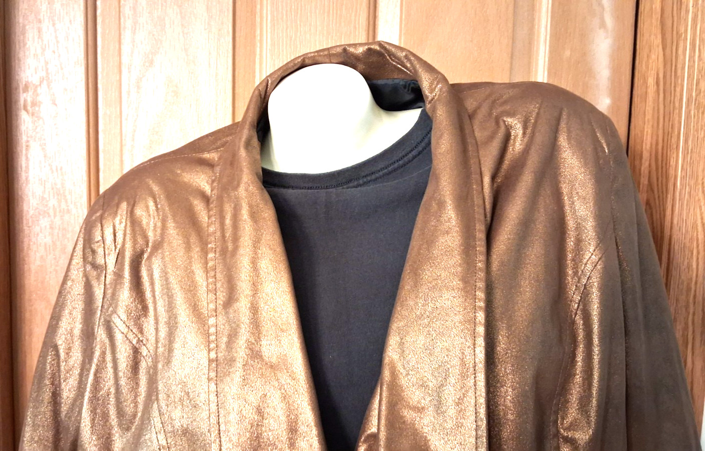 Kim Rogers Gold Jacket Open Front Bracelet Sleeves Shoulder Pads Misses Size 18