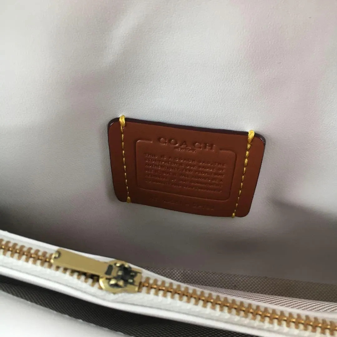 COACH Tabby 26 Quilted Shoulder Bag Leather White/Gold CP150 outlet New from JPN