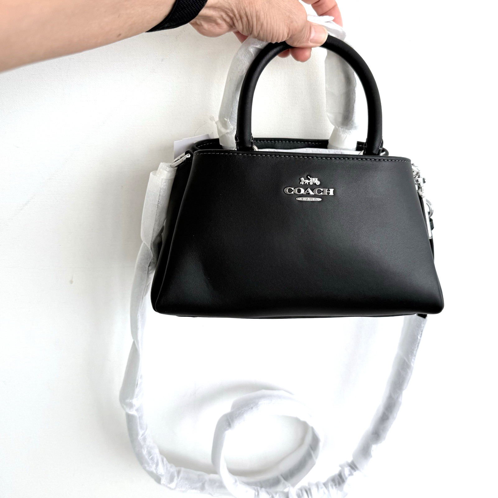 NWT Coach Zuri Top Handle Smooth Black Leather CM186 Crossbody Bag Purse Satchel
