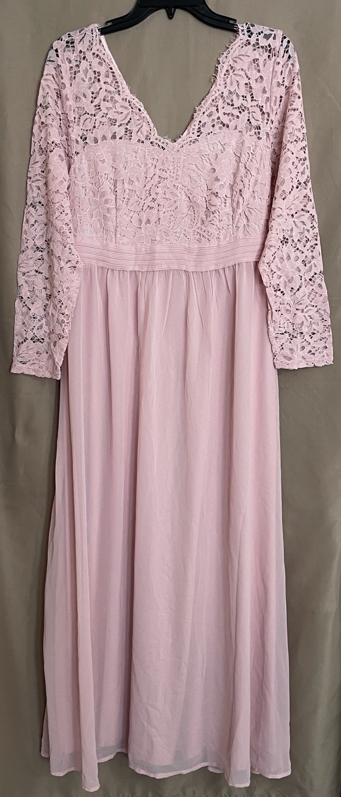 NWT Talisea 14W Formal Wedding Gown Evening Party Long Maxi Dress Lace Chiffon