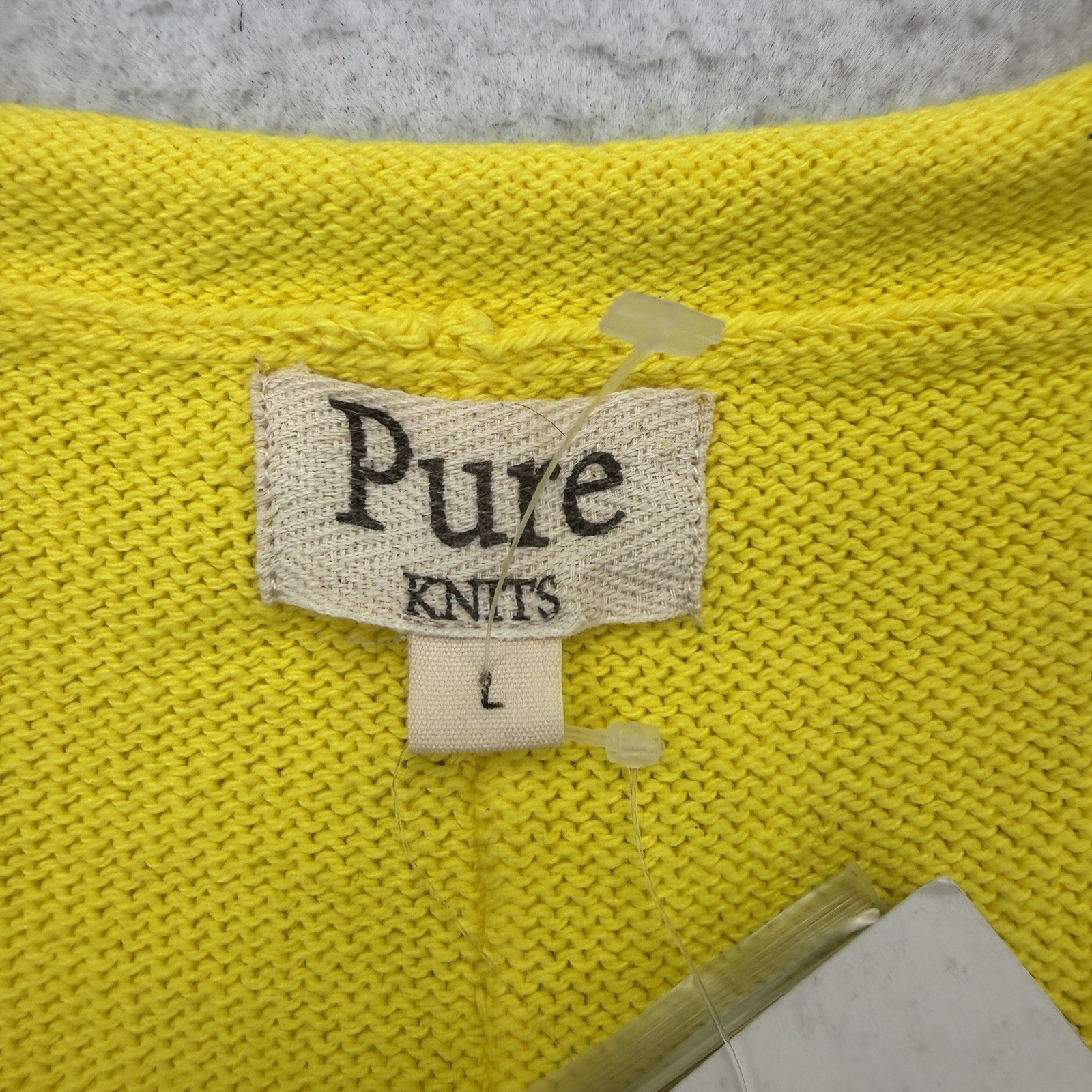 Pure Knits Neon Buddha Sweater Womens Large L Iris Pullover Electric Yellow NWT