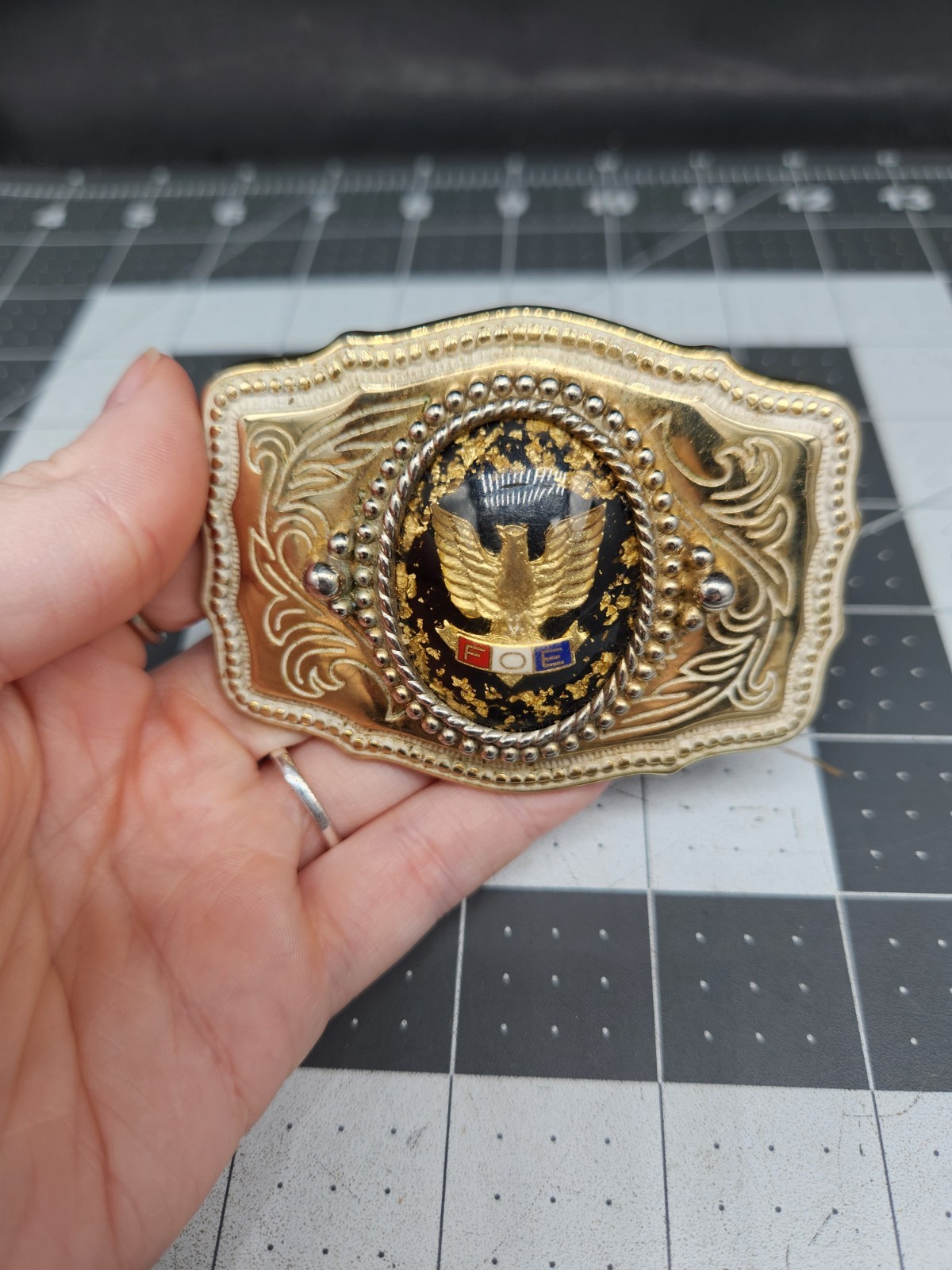 Fraternal Order Of Eagles “FOE” Belt Buckle- Missing Hinge- See Pictures