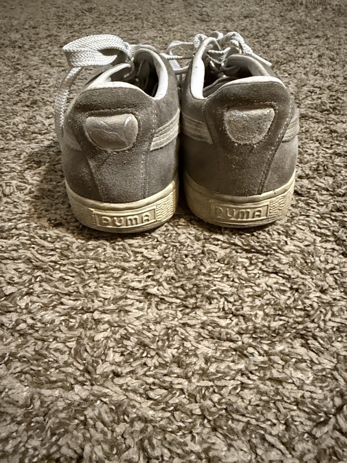 PUMA Men’s Low Top Lace Up Gray/White Suede Athletic Sneakers
