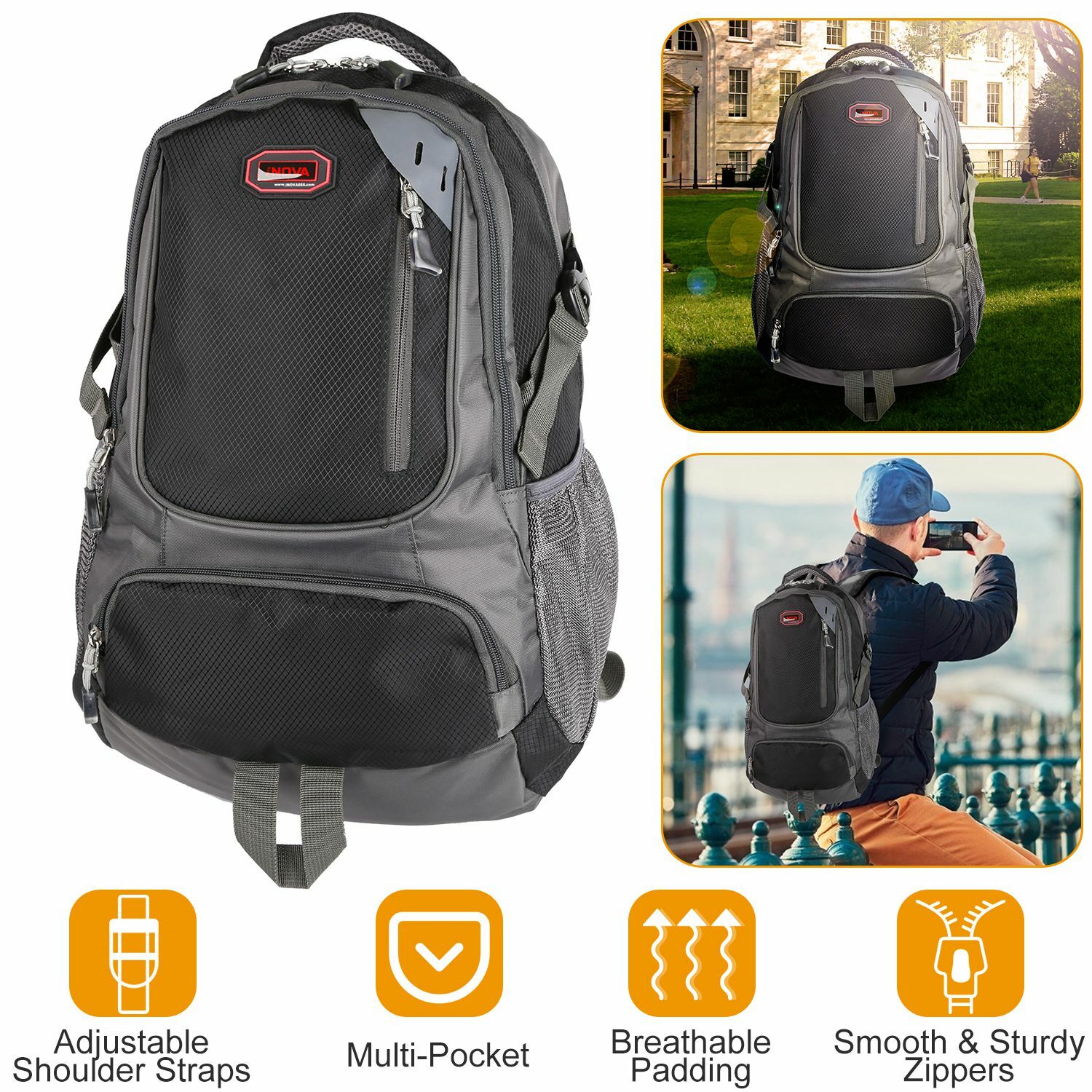 Men Women Backpack Sports Gym Shoulder Bag Outdoor Hiking Travel School Backpack