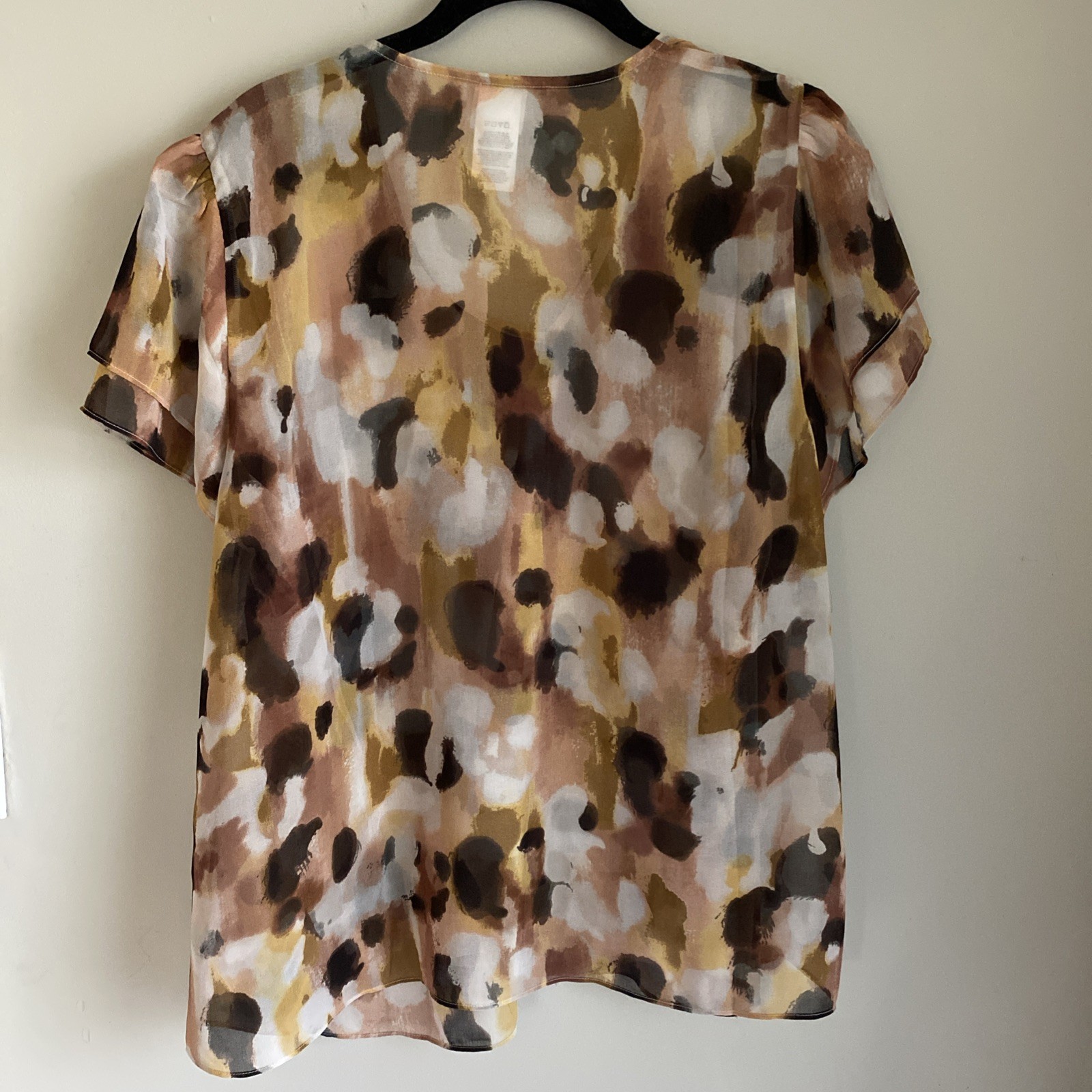 Cabi Blouse Style 4344 Sz L Top Flutter Sleeve Semi Sheer Artsy Feminine Boho