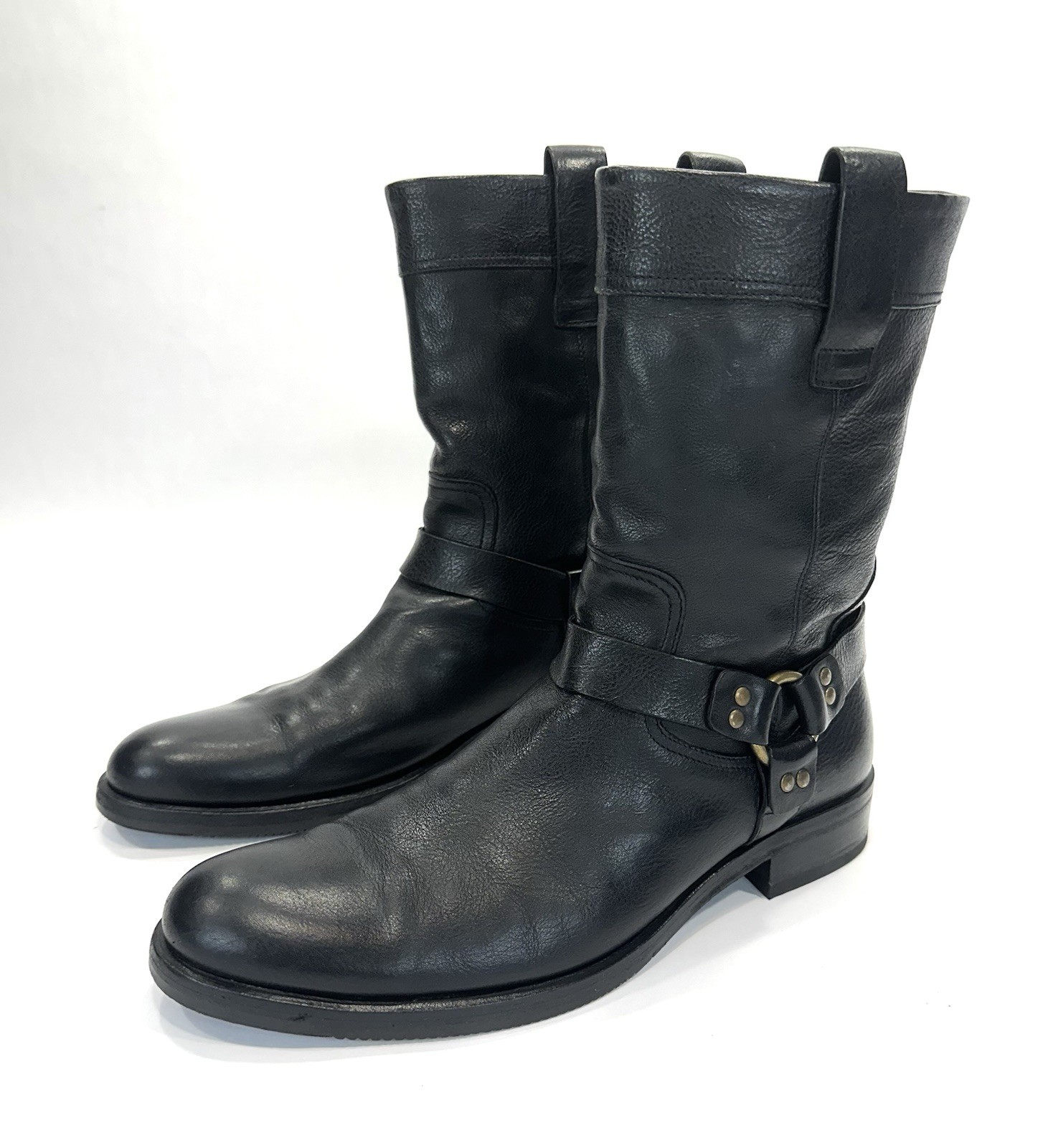 To Boot New York Adam Derrick Black Leather Harness Pull On Boots – Sz 8.5