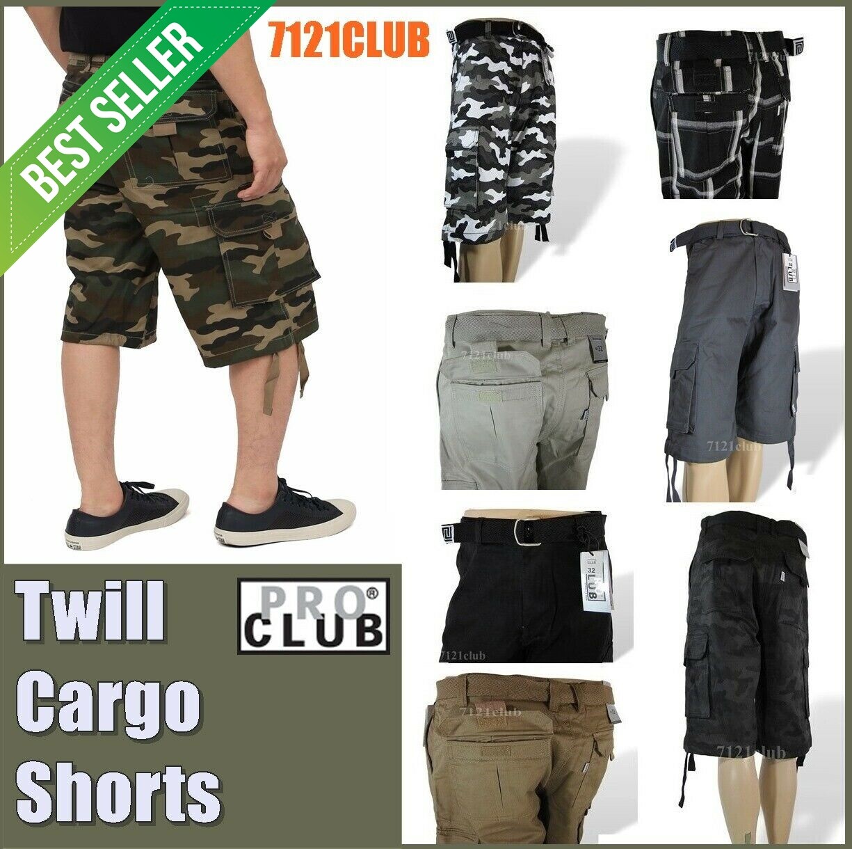 PRO CLUB CARGO SHORTS MEN PROCLUB CAMO COMBAT BDU SHORT LONG LENGTH BIG AND TALL
