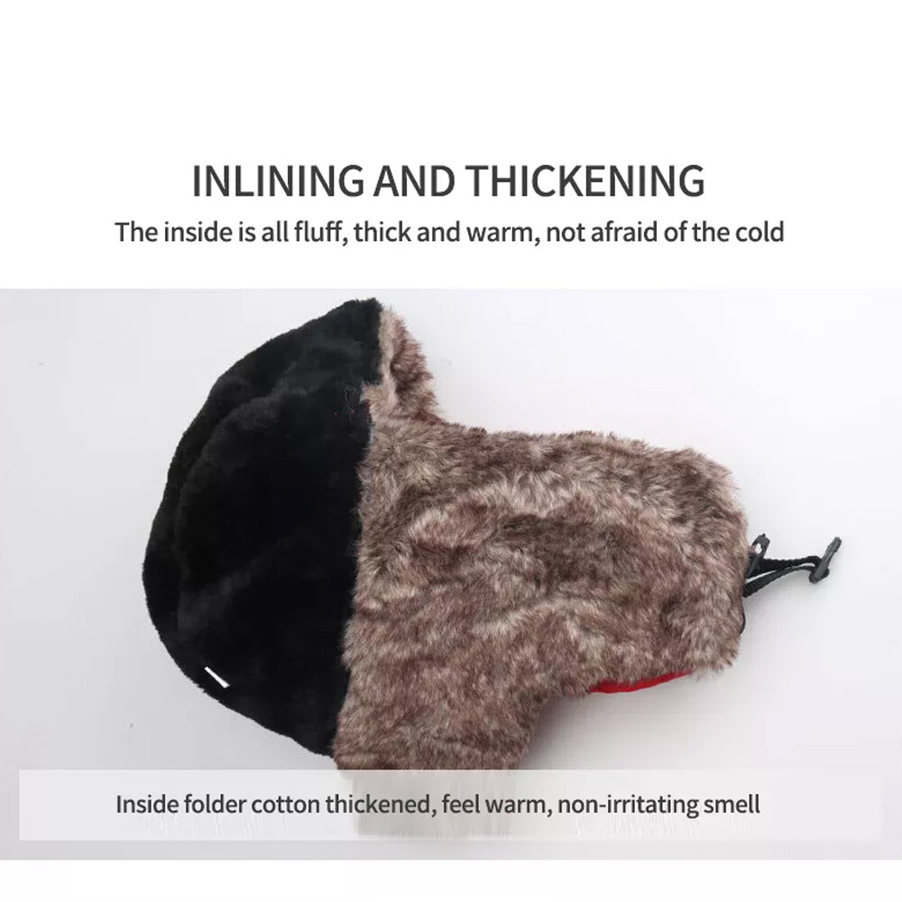 Winter Ear Flap Thermal Hat Fur Warm Snow Ski Cap Hat Face Mask for Cold Weather