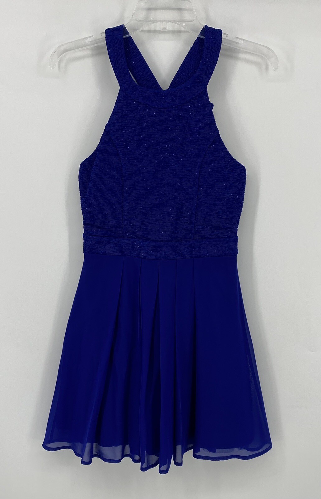 Trixxi Juniors Preowned Shimmer Mini Semi-formal Party Dress Size 7 Royal Blue