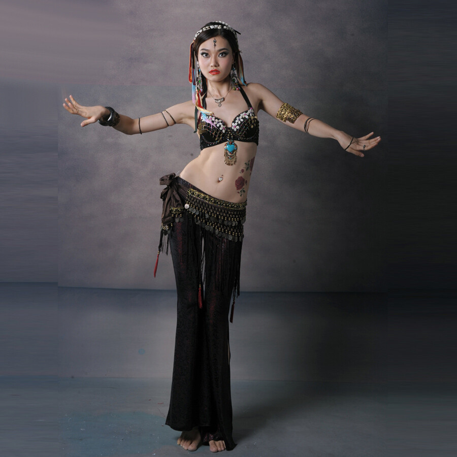 Belly Dance Hip Scarf Coin Belt Tribal Costume Fringe Tassel Belt Copper Costume