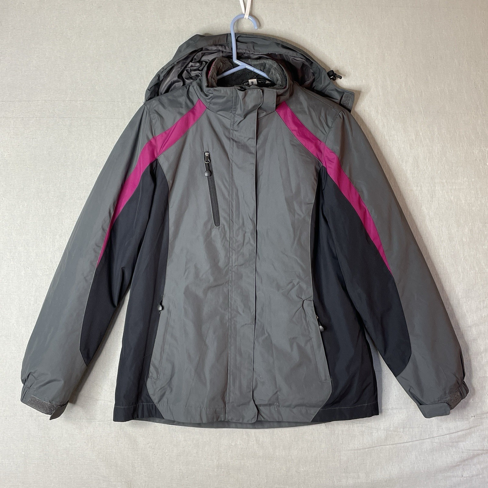Port Authority Jacket Womens Medium Soft Shell Full Zip Faux Fur Lining Hooded
