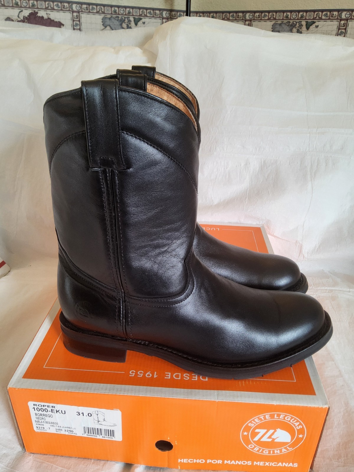 Size 13 EE – USED 7L Siete Leguas Roper Black (31 MEX)