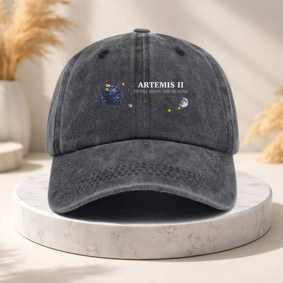 Artemis II To The Moon And Beyond Washed Cotton Baseball Cap Space Mission Hat