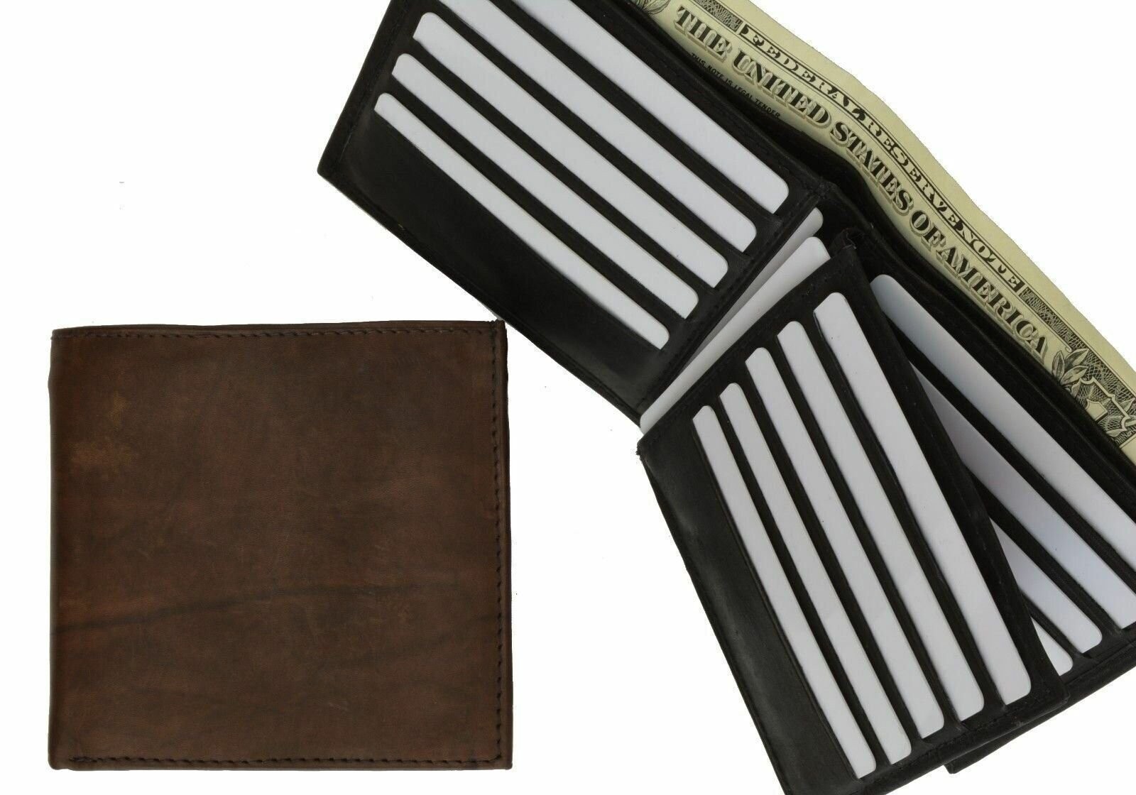 Men’s Black Genuine Leather Wallet with 16 Credit Card Slots/ ID Slot by Marshal