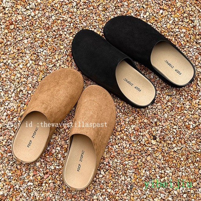 Mens Suede Mule Slip-On Clogs Casual Round Toe Slippers Flat Loafers Shoes Wide