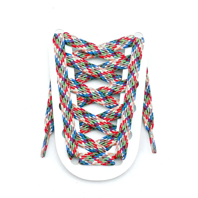 1 Pair Rainbow Shoelace Colorful Striped Shoe Laces for Woman Man Width 1CM Flat