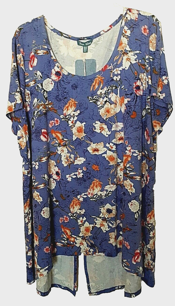 Fleur Bleue 95% viscose, 5% spandex multi-color floral tunic Size 3X