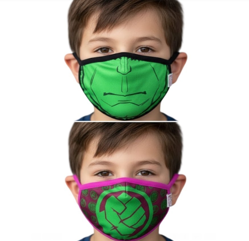 Marvel HULK 2 Pcs. Re-Usable Cloth Face Mask (4+) NWOT