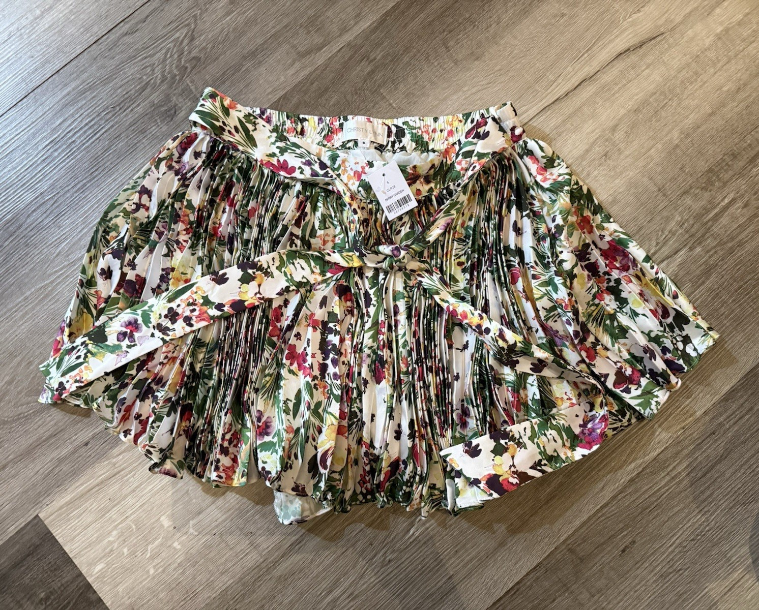 Christy Lynn Multicolor Floral Pleated Smocked Mini Skirt Lined Size 6